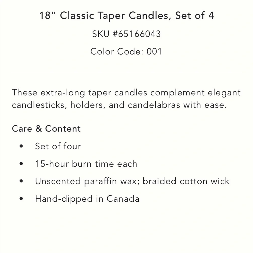Red Burgundy 18” s/4 candles